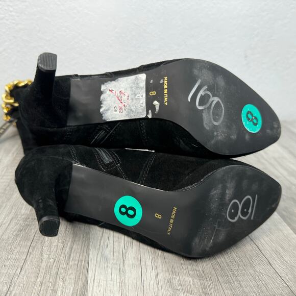 Carisma Made In Italy Black andBrown Suede Gold Chain Tall Boots Size 8 - Picture 8 of 8